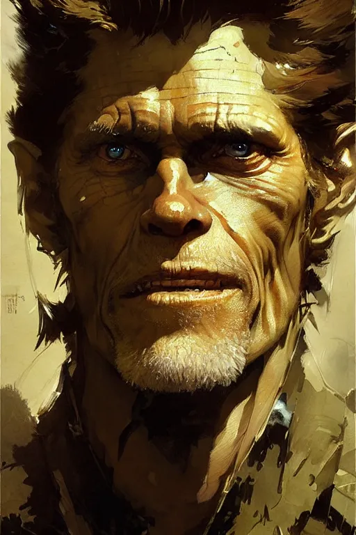 Prompt: willem dafoe portrait dnd, painting by gaston bussiere, craig mullins, greg rutkowski, yoji shinkawa