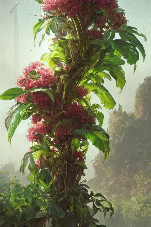 Image similar to ultra realistic illustration, banana plants drawing and flowers, elegant, highly detailed, digital painting, concept art, smooth, sharp focus, illustration, art by greg rutkowski mucha