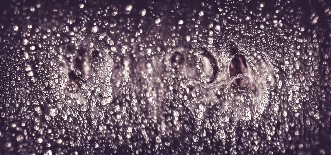 Prompt: “ the face of a man in agony reflected through a drop of water, dramatic lighting, incredible quality, bokeh ”