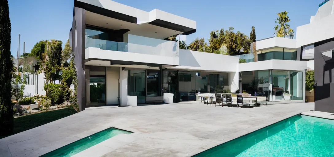 Image similar to the perfect beautiful modern house in los angeles 50mm camera