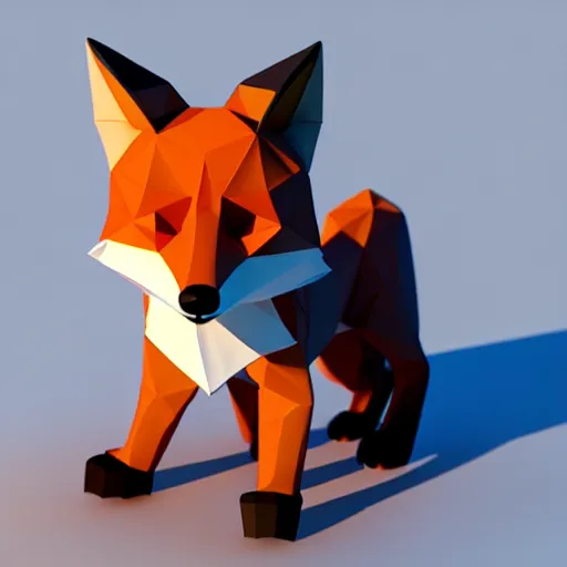 Image similar to fox lowpoly, unreal engine 5, octane render, 8k