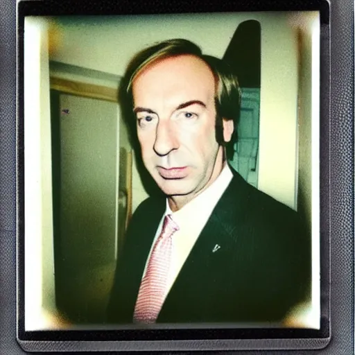 Prompt: creepy polaroid of saul goodman