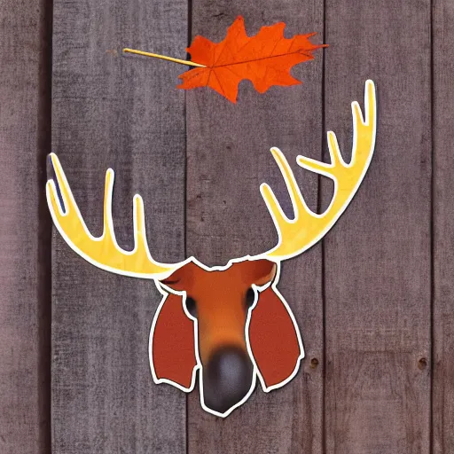 Image similar to a moose with maple leaf antlers logo, fall colors, logo