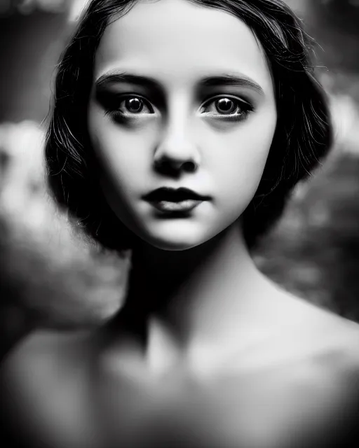 Image similar to tintype black and white dreamy young beautiful female artificial intelligence, metropolis, cinematic, rim light, bokeh, photo - realistic, elegant, high detail, 8 k, masterpiece, photo taken in 1 9 3 0