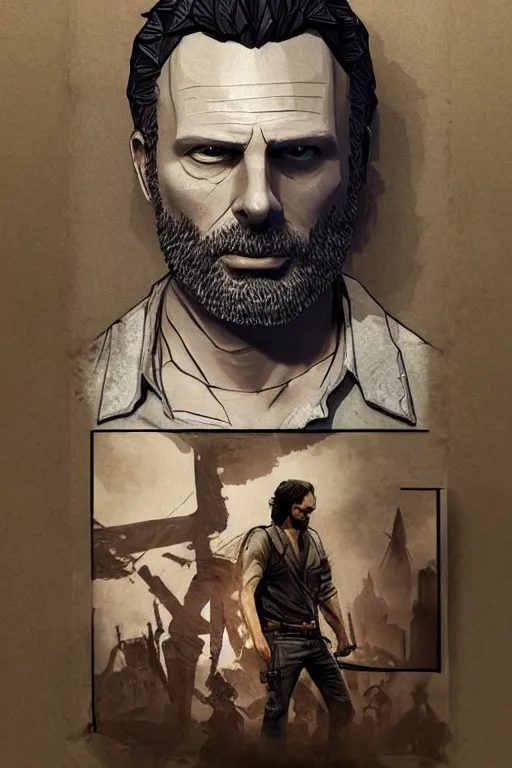 Prompt: rick grimes, paper craft low poly, the walking dead, Diane Arbus, poster, fantasy, medieval, vivid colors, elegant, concept art, sharp focus, digital art, Hyper-realistic, 4K, Unreal Engine, Highly Detailed, HD, Dramatic Lighting by Brom, trending on Artstation