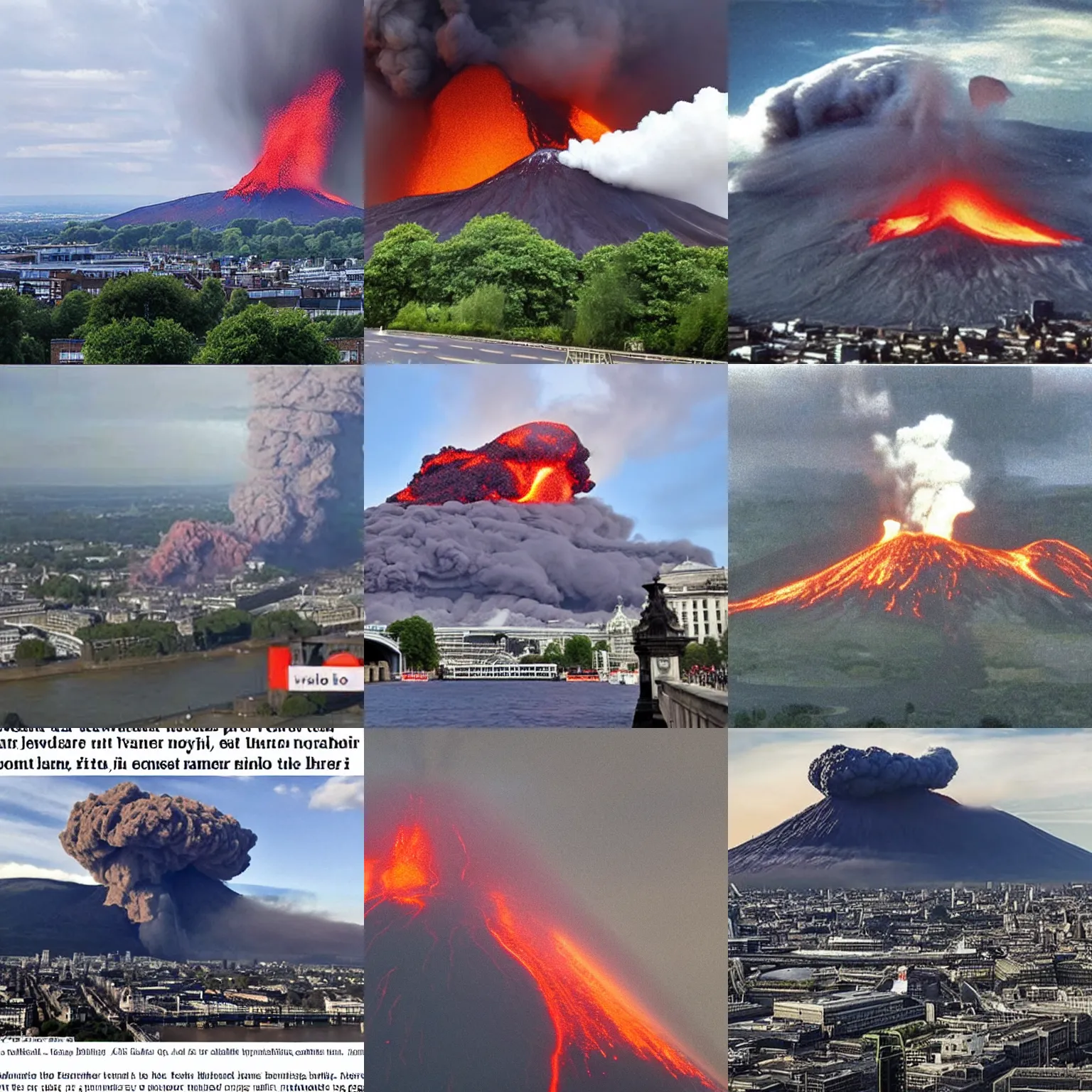 Prompt: News article about a volcano erupting in London