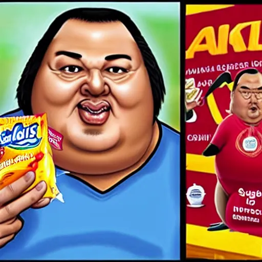 Image similar to obese steven seagal as sponsor of a sugary cereal called aikidos! with mischievous cartoon rat mascot