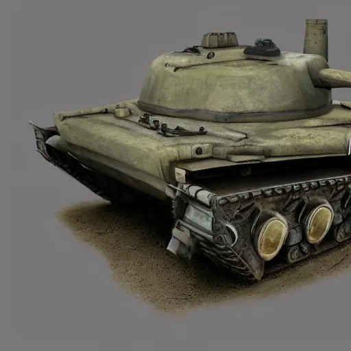 Prompt: anthropomorphic tank, hyper realistic