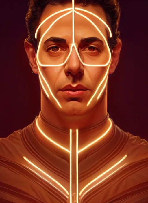 Image similar to symmetry!! portrait of seinfeld, glowing lights!! intricate, elegant, highly detailed, digital painting, artstation, concept art, smooth, sharp focus, illustration, art by artgerm and greg rutkowski and alphonse mucha