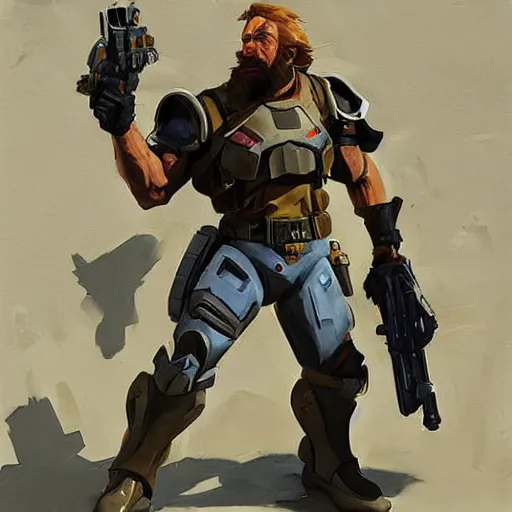 Image similar to greg manchess portrait painting of armored chuck norris as overwatch character, medium shot, asymmetrical, profile picture, organic painting, sunny day, matte painting, bold shapes, hard edges, street art, trending on artstation, by huang guangjian and gil elvgren and sachin teng