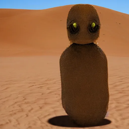 Prompt: hd photo of a terrifying entity in the desert