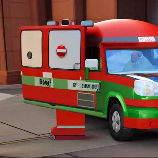 Image similar to big chungus meme, anthropomorphic ambulance shaped like big chungus, fat bugs bunny shaped ambulance, highly detailed 3 d render, unreal engine 5