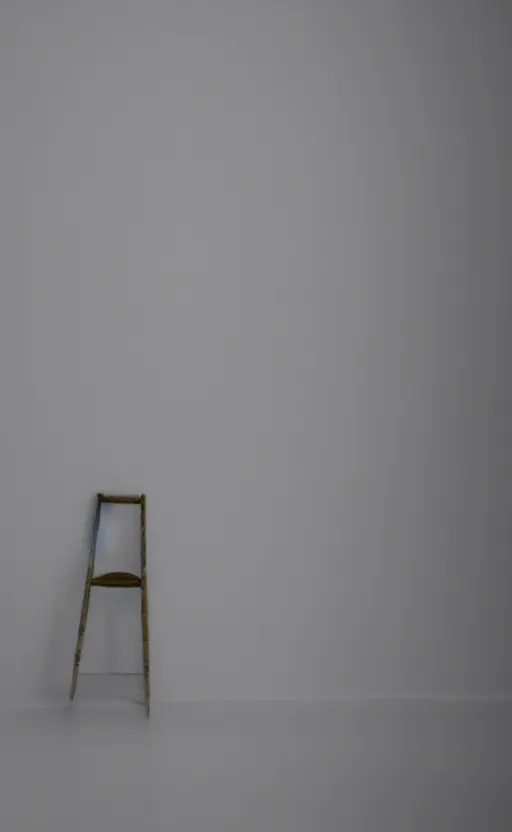 Image similar to a minimalistic filmstill of a readymade object in a museum, empty white room, in the style of Marcel Duchamp