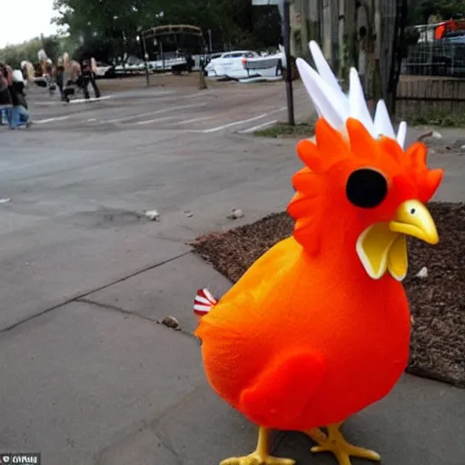 Image similar to chicken dressed as an inmate