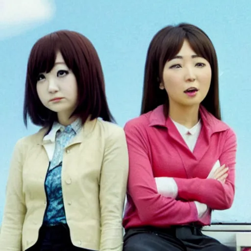 Prompt: real-life Yui from k-on with giita, a still of a Japanese movie