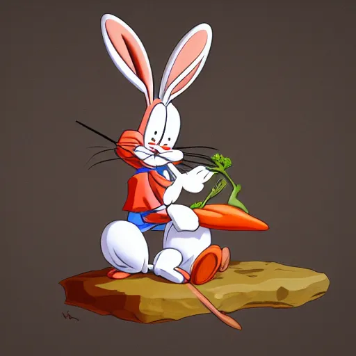 Image similar to Bugs Bunny eating a carrot, hyperdetailed, artstation, cgsociety, 8k