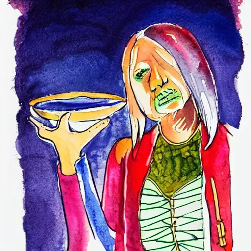 Image similar to swedish magician magickjell, watercolor, ink lines, highly detailed