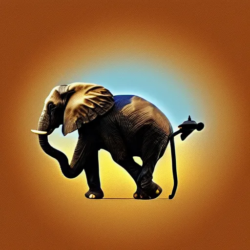 Image similar to Skydiving elephant, digital art