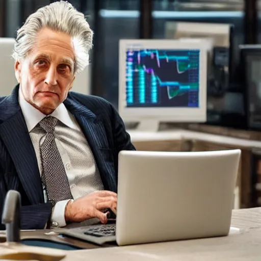 Image similar to Gordon Gekko as a crypto trader in 2020s