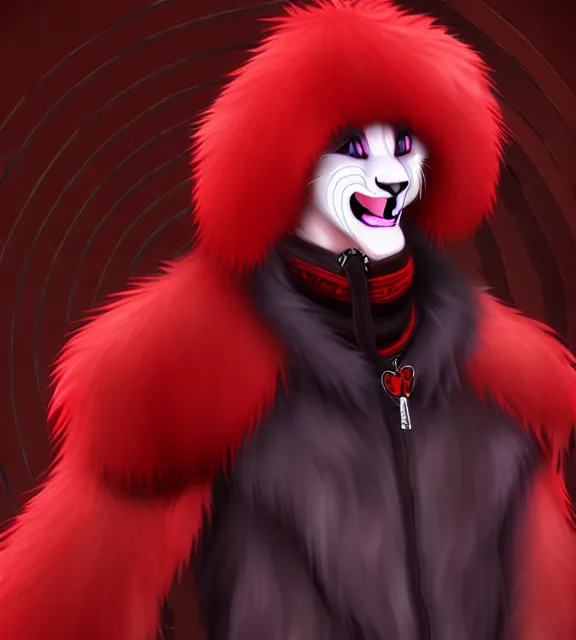 Image similar to furry - male - red - black - weasel - necromancer - fursona uhd ue 5 visual novel pc game expressions