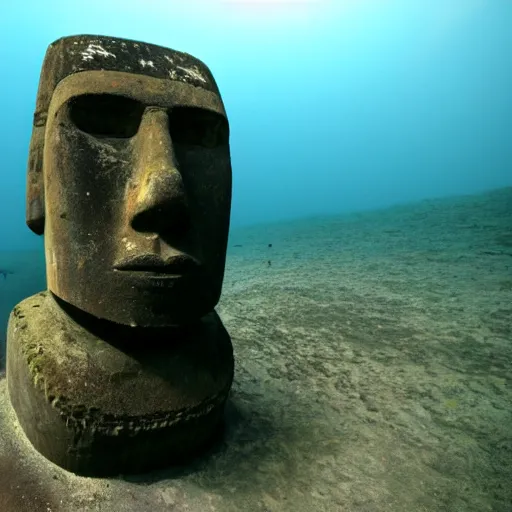 Image similar to Moai at the bottom of ocean