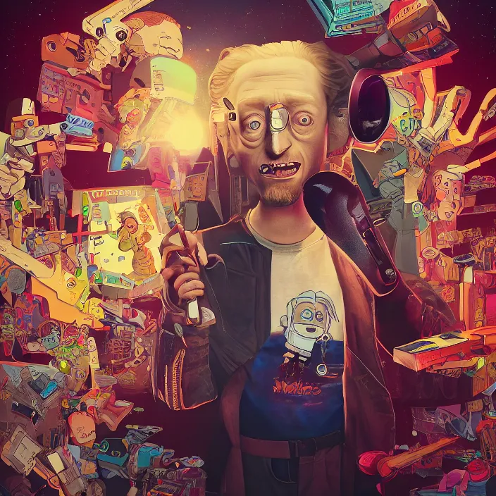 Prompt: portrait of macaulay culkin, getting schwifty. intricate artwork. octane render, trending on artstation, very coherent symmetrical artwork. Rick & morty. cinematic, high detail, octane render, 8k, iridescent accents