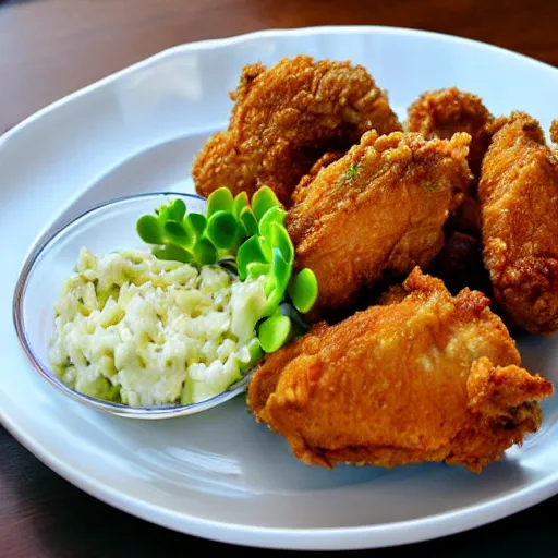 Prompt: Succulent fried chicken