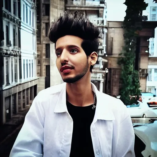 Image similar to “a realistic detailed photo of a guy who is an attractive humanoid who is half robot and half humanoid, who is a male android, singer Sebastian Yatra, shiny skin, posing like a statue, blank stare”