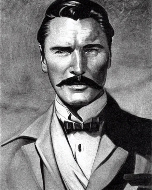 Image similar to Errol Flynn as a scientist. 1980s dystopian Soviet Russia, propaganda screens. Unreal engine, fantasy art by Greg Rutkowski, Gustave Courbet, Rosa Bonheur, Edward Hopper, Ilya Yefimovich Repin, Jean-François Millet, Andrew Newell Wyeth. Faithfully depicted facial expression, perfect anatomy global illumination, radiant light, detailed and intricate environment