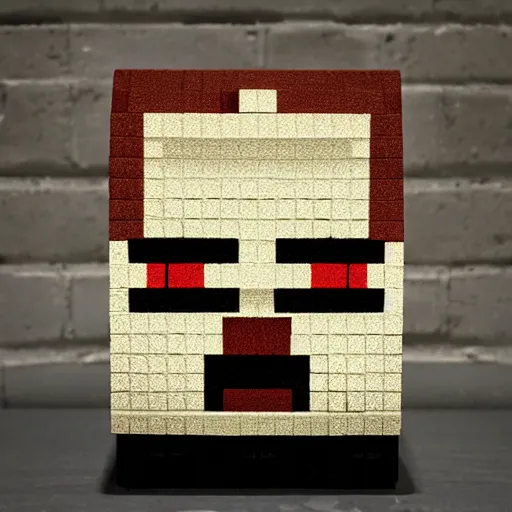 Prompt: Minecraft steve joe rogan block head portrait up close