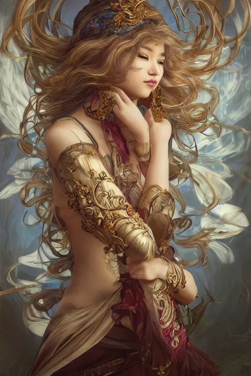 Prompt: Yang Xiao Long, fantasy, intricate, elegant, highly detailed, digital painting, 4k, HDR, concept art, smooth, sharp focus, illustration, art by artgerm and H R Giger and alphonse mucha