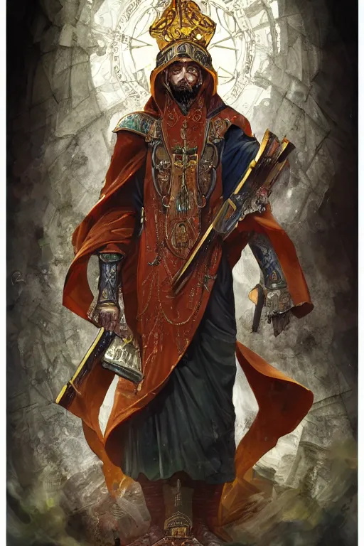 Image similar to the hierophant from major arcana character concept art, digital painting, mixed media, trending on artstation and deviantart, epic composition, magnum opus, highly detailed, 8 k