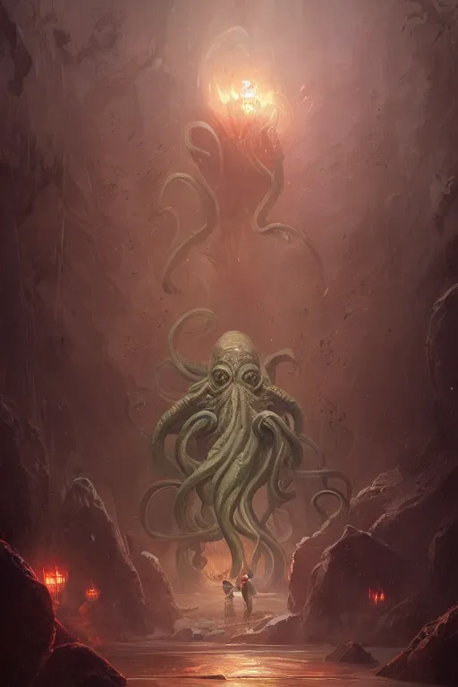 Image similar to cthulhu, digital art, magic the gathering, mtg, by greg rutkowski, trending on artstation