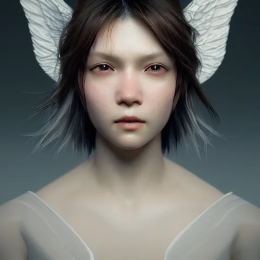 Image similar to portrait of an angel by tsuyoshi nagano, illustration, cinematic lighting, hyperdetailed, 8 k, face enhance, elegant, fantasy, frostbite 3 engine, cryengine, dof, trending on artstation, digital art, crepuscular ray