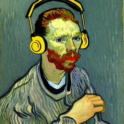 Image similar to runner with headphones by van gogh