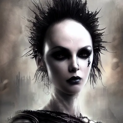 Image similar to kerli koiv, gothic, darkwave, darksynth character portrait, sharp, digital matte painting, anime key art by luis royo, greg rutkowski, wlop, dramatic lighting, trending on artstation