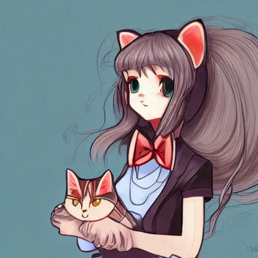Prompt: elon musk cat girl, trending on art station, anime cute