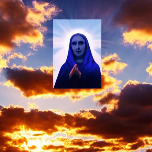 Image similar to shape of virgin mary face in sunset clouds