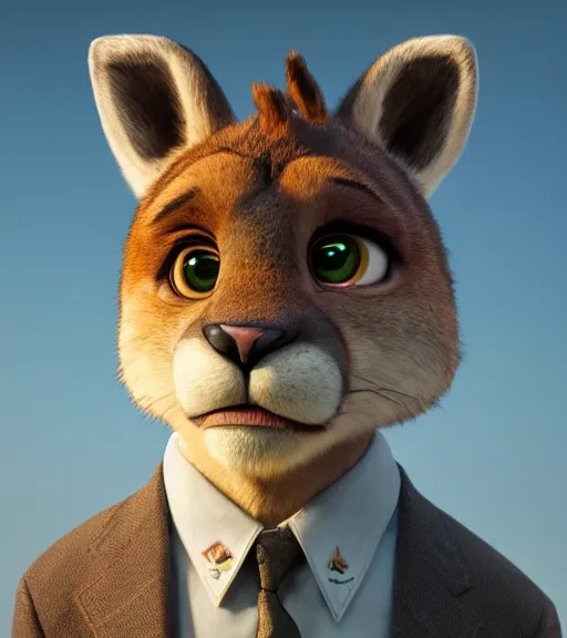 Prompt: a film still from the movie zootopia main character portrait anthro anthropomorphic mountain lion head animal person fursona wearing suit and tie pixar disney dreamworks animation sharp rendered in unreal engine 5 octane key art by greg rutkowski bloom dramatic lighting modeling expert masterpiece render