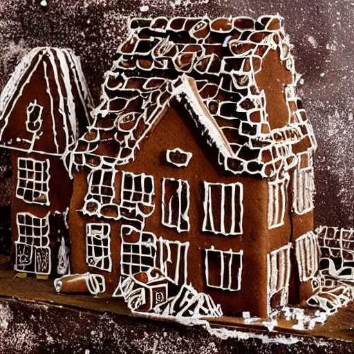 Image similar to dilapidated ruined city made of gingerbread, wreckage of a gingerbread cityscape, dramatic, award - winning photography