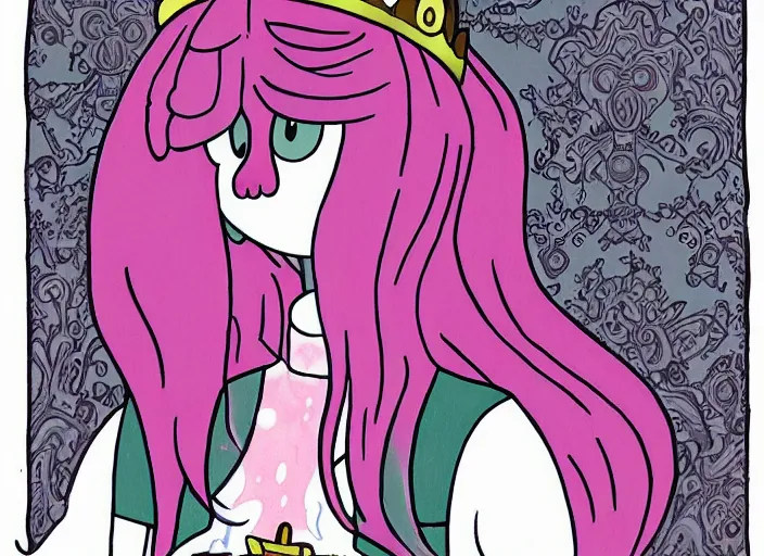 Prompt: adventure time princess bubblegum by junji ito