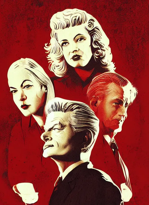 Prompt: twin peaks movie poster art by eric tan