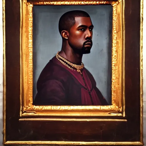 Image similar to A Renaissance portrait painting of Kanye West