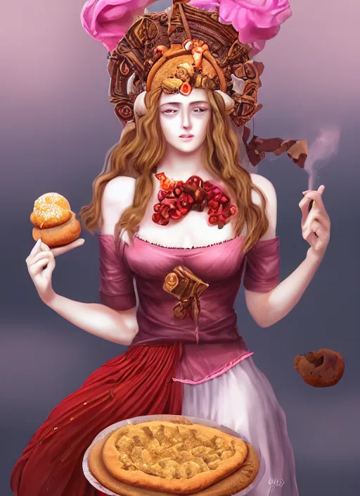 Image similar to the Goddess of Baked Goods, detailed digital art, trending on Artstation