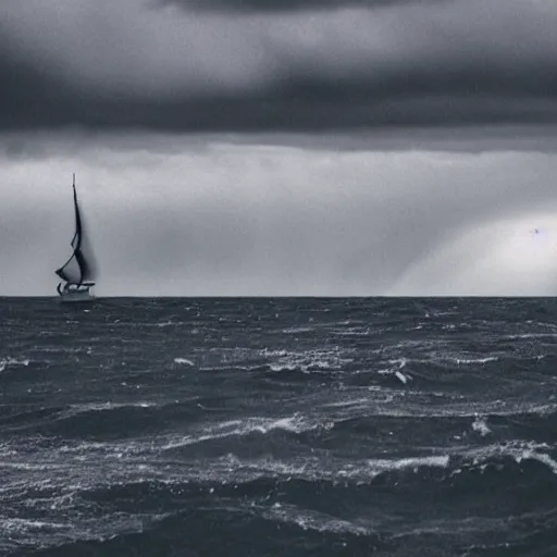 Image similar to a sailing boat in stormy weather