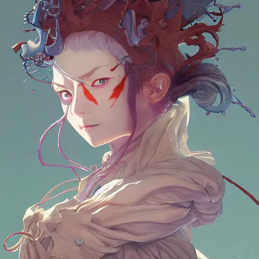 Image similar to prompt : dungeon character portrait soft light painted by james jean and katsuhiro otomo and erik jones, inspired by evangeleon anime, smooth face feature, intricate oil painting, high detail illustration, sharp high detail, manga and anime 1 9 9 9