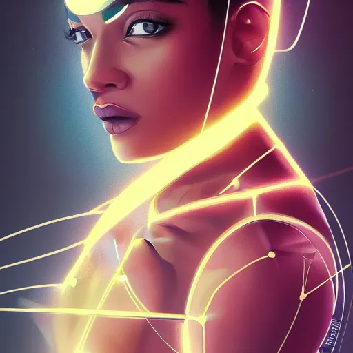 Prompt: symmetry!! solid cube of light, hard edges, product render retro - futuristic poster scifi, lasers and circuits, brown skin prince, intricate, elegant, highly detailed, digital painting, artstation, concept art, smooth, sharp focus, illustration, dreamlike, art by artgerm