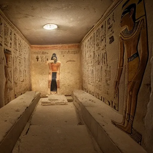 Image similar to imagine being the first explorer to enter an ancient egyptian tomb. describe what happens, how you feel and what treasures you find.