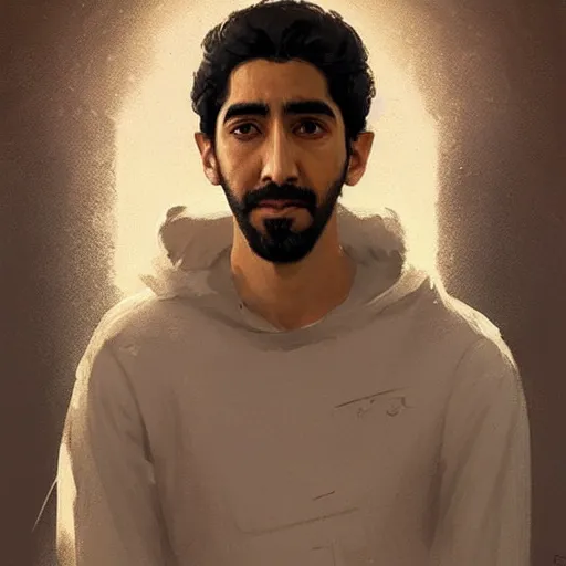 Image similar to “Portrait of Dev Patel by Greg Rutkowski, young, attractive, highly detailed portrait, scifi, digital painting, artstation, concept art, smooth, sharp foccus ilustration, Artstation HQ”