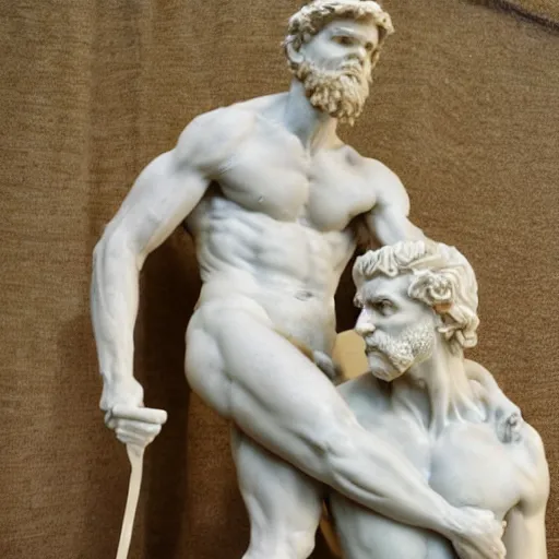 Image similar to marble sculpture of david and goliath